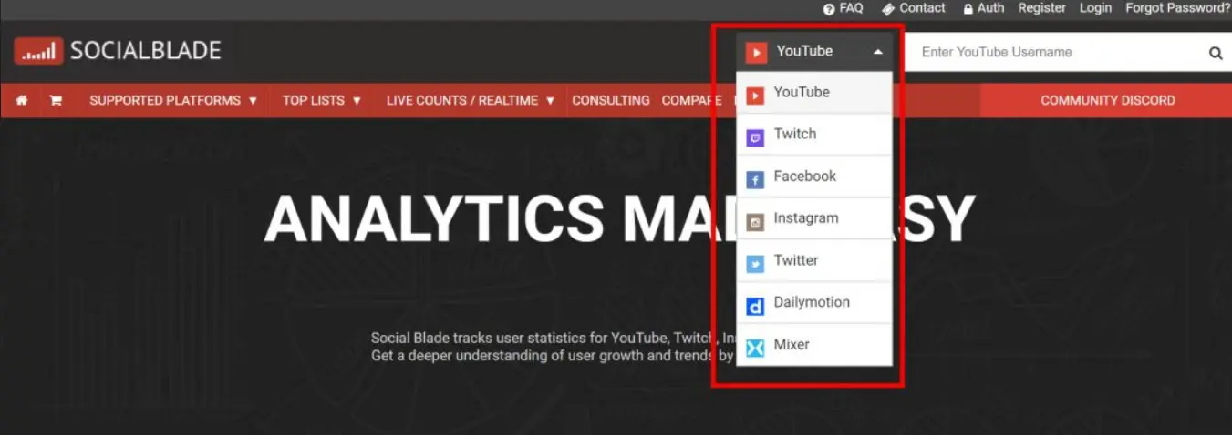 data for Twitch, Instagram, Twitter, and other social media influencers