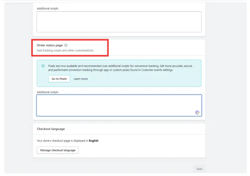 order status page