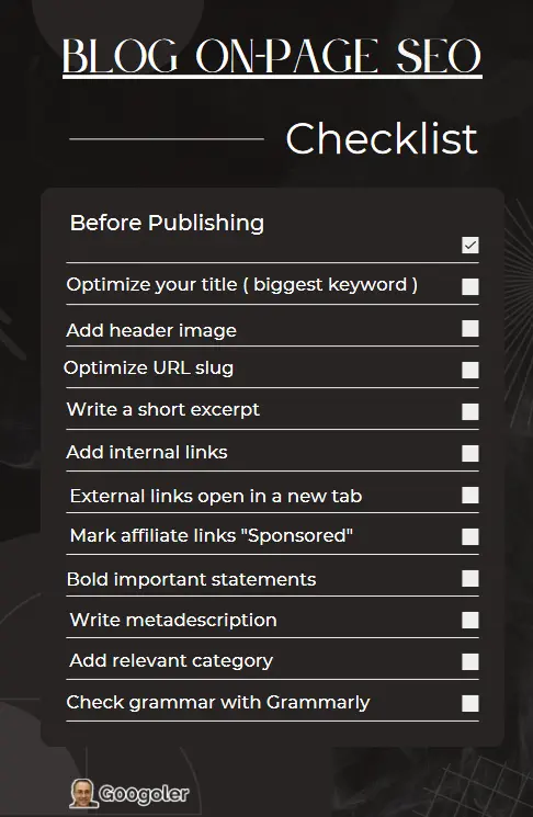 blog post SEO checklist