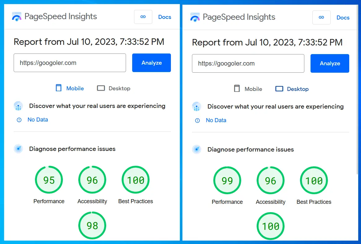 Google Pagespeed Insight Website Speed Test