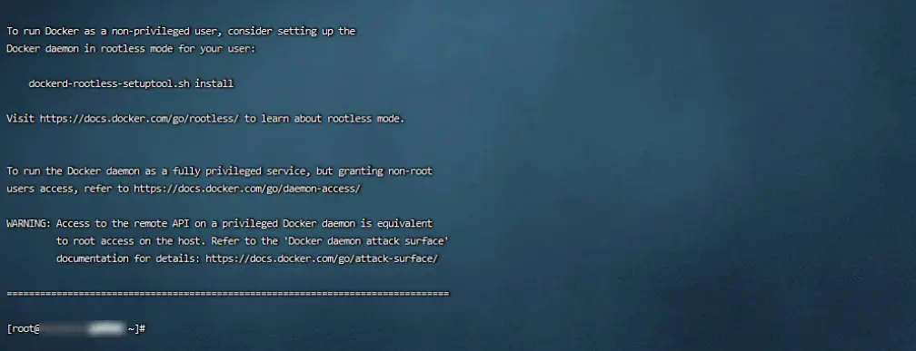 Docker installed successfully