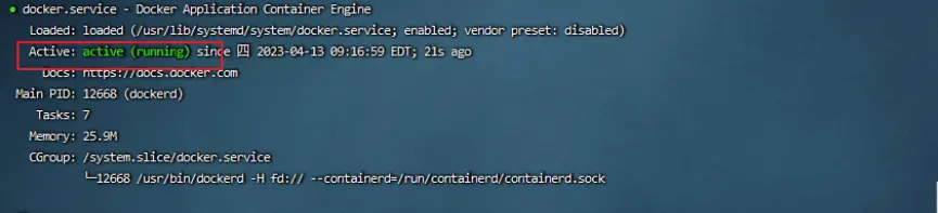 Docker is active
