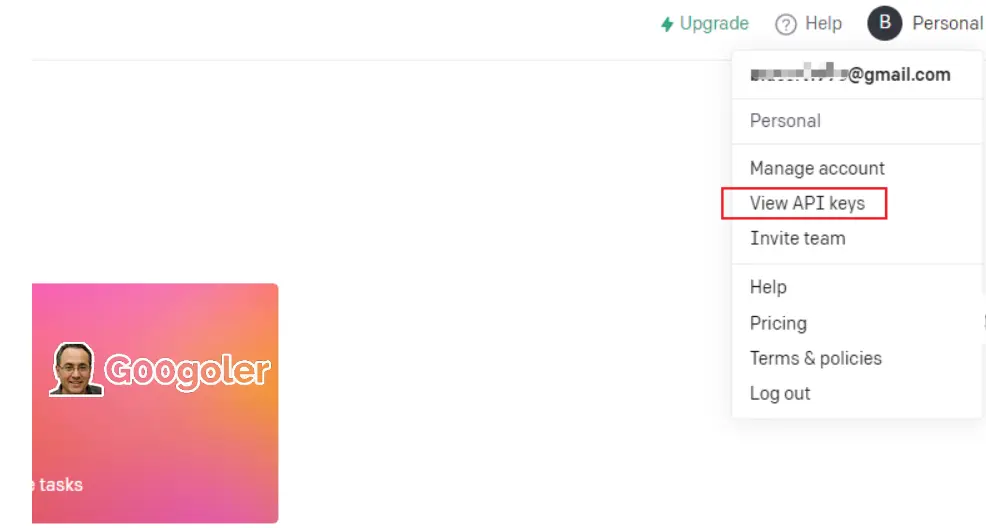 Get The API key
