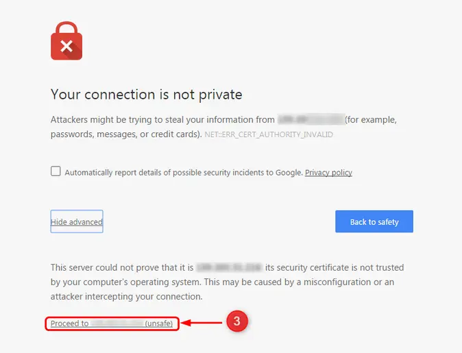 Simply bypass the warning and Proceed