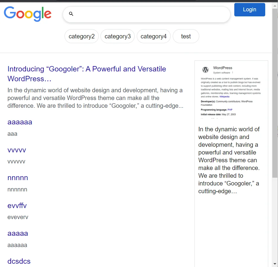 Wordpress Theme Like Google - category page