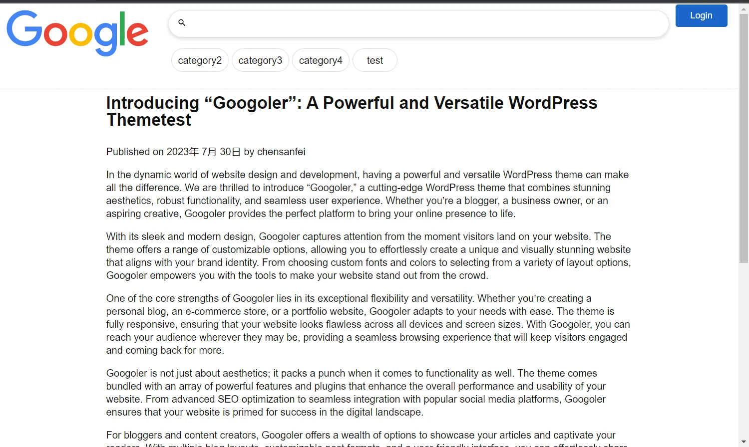 Wordpress Theme Like Google - post page