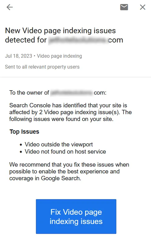 video not indexed issues