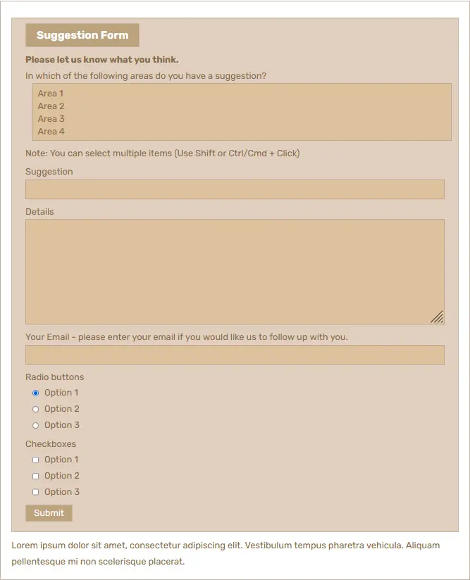 CF7 Template: Suggestion Form - Choc Shake