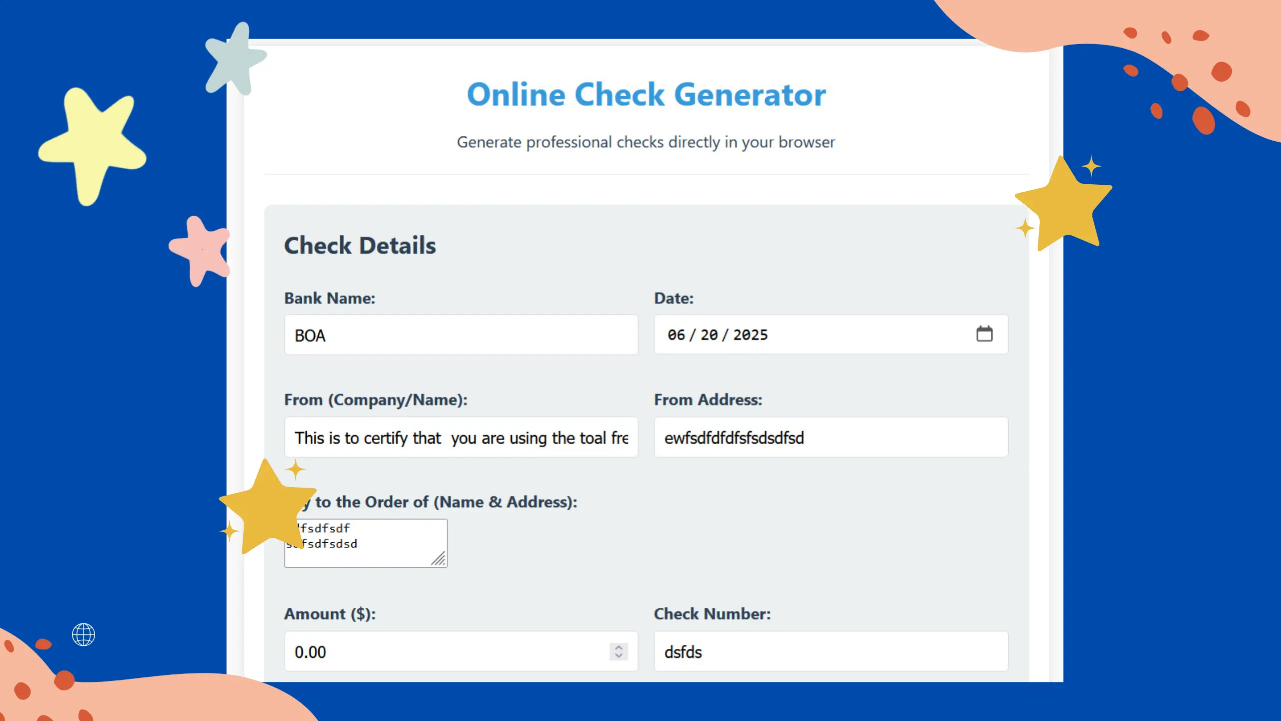 online check generator