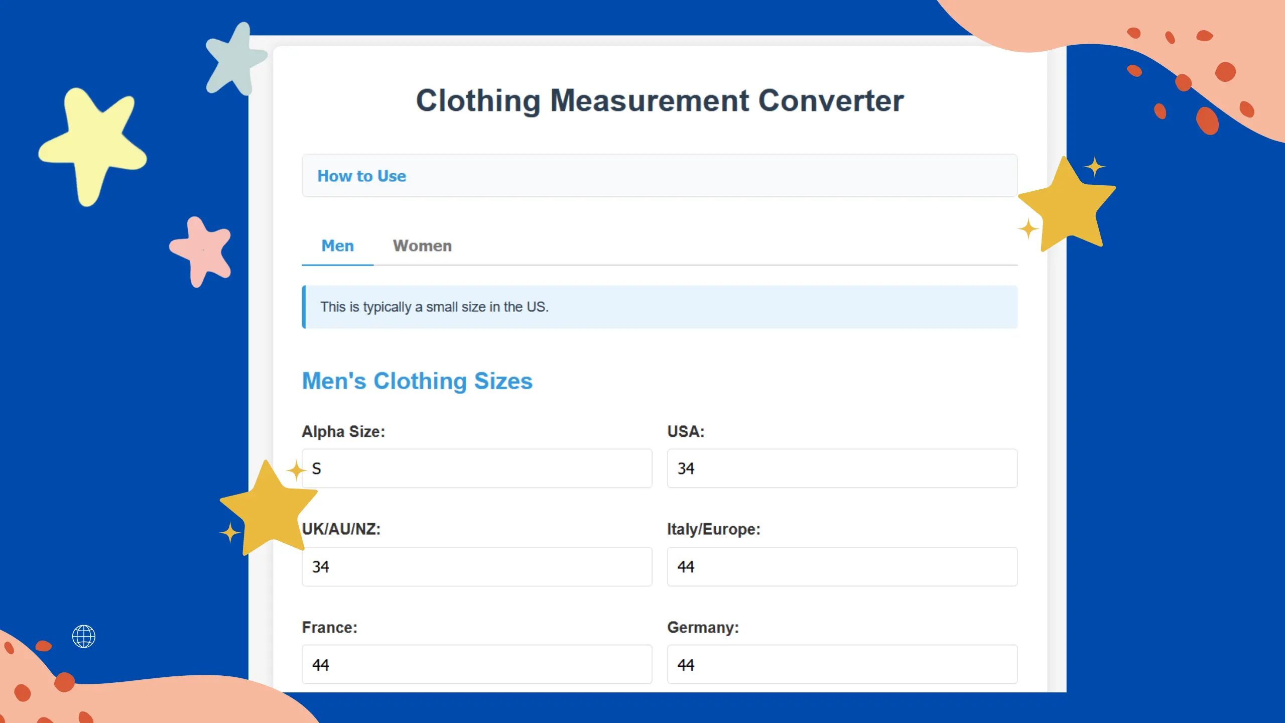 Clothing Measurement Converter