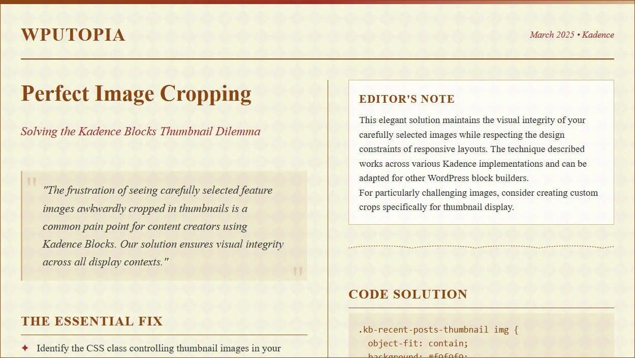 Fix Featured Images Getting Cropped in Thumbnails with Kadence Blocks